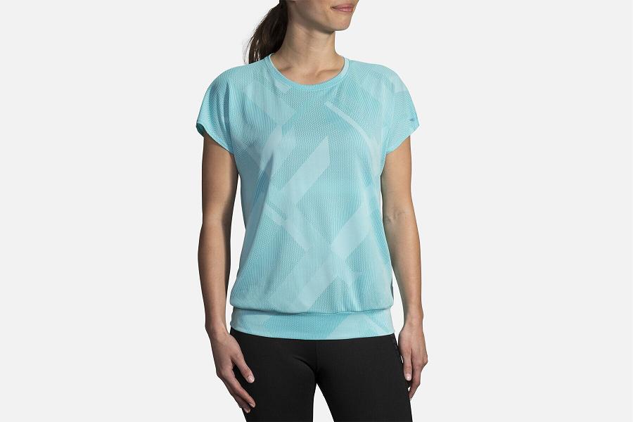 Brooks Array Women Athletic Wear & Running Shirt Blue KSM807164